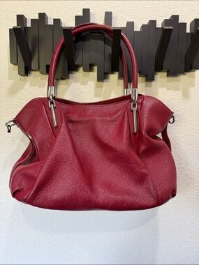 Heshe Women's red Pebbled Leather Tote Bag